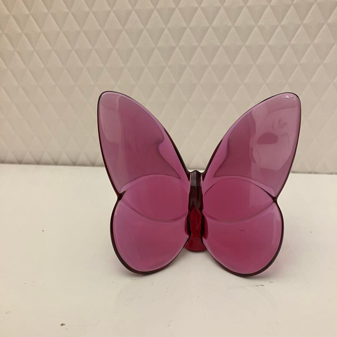 Baccarat バカラ ラッキーバタフライ パープル　置物 フィギュリン 箱