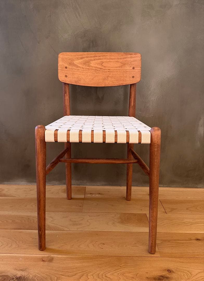 木製ダイニングチェア ストライプ編み