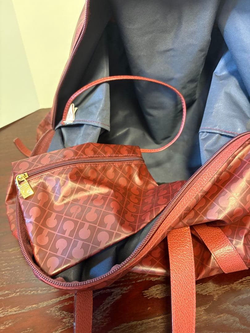 極美品GHERARDINI ゲラルディーニ ボストンバッグ 総柄　渋ワインカラー