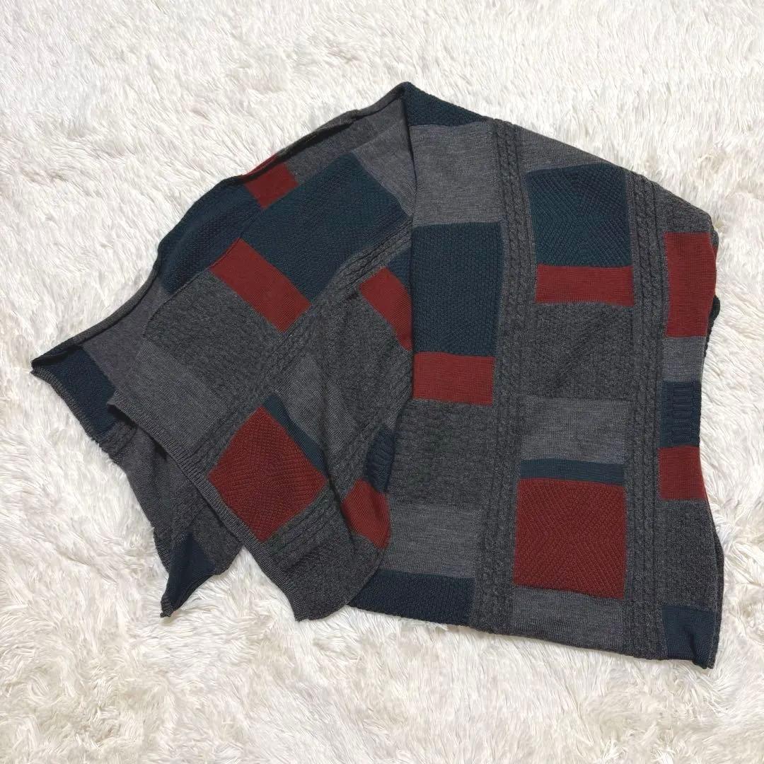 COMME des GARÇONS パッチワークデザイン ニットマフラー