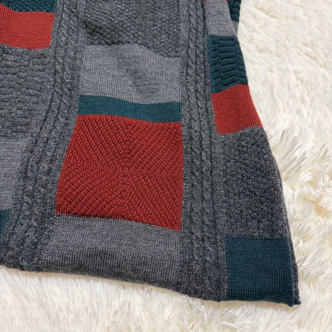 COMME des GARÇONS パッチワークデザイン ニットマフラー