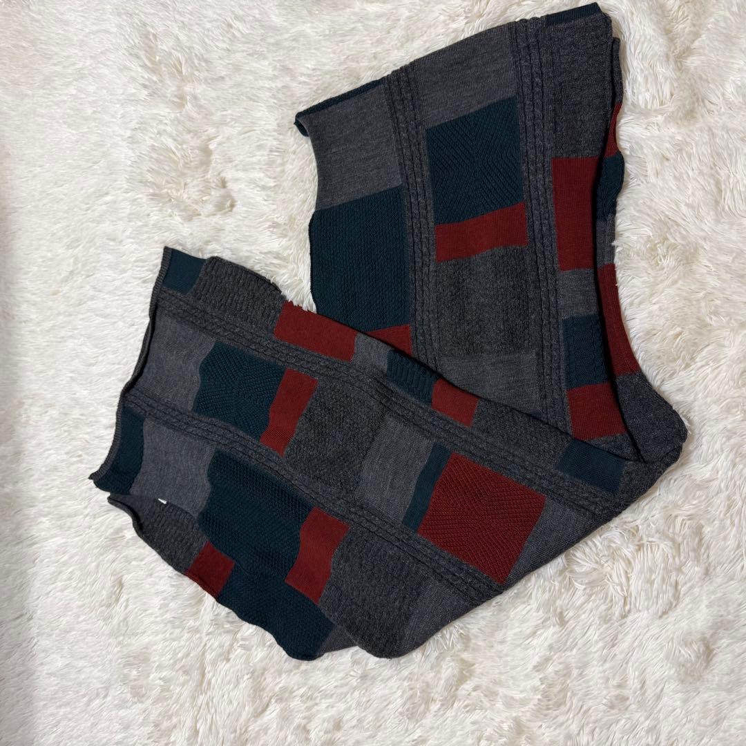 COMME des GARÇONS パッチワークデザイン ニットマフラー