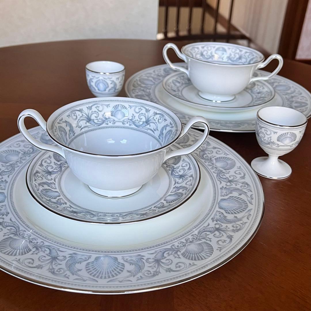 【黒壺美品】ウェッジウッド★ドルフィンホワイト★ペアセット