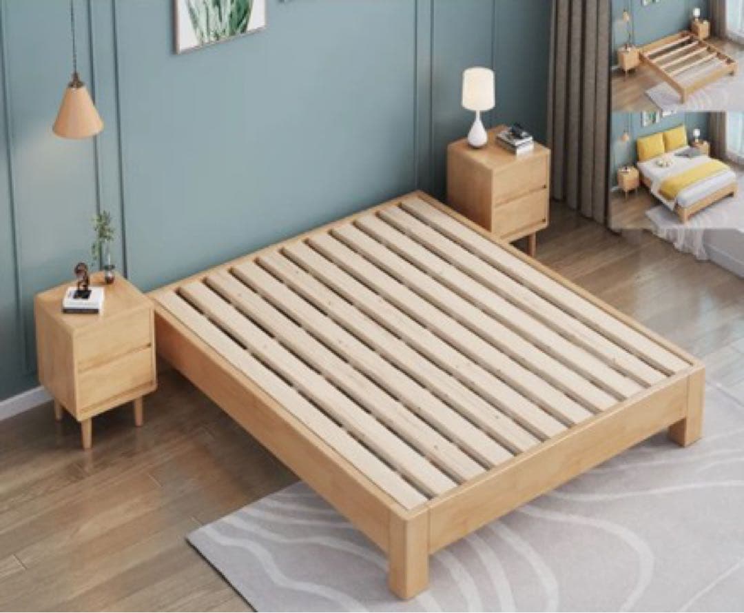 ウッドプラットフォームベッド　キングサイズ
