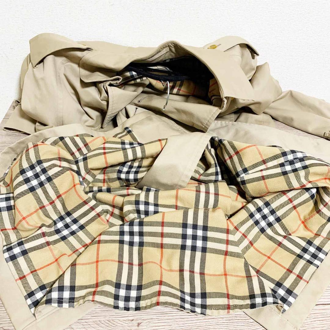【美品】バーバリー トレンチコート ベルト欠損 ノバチェック ベージュ L