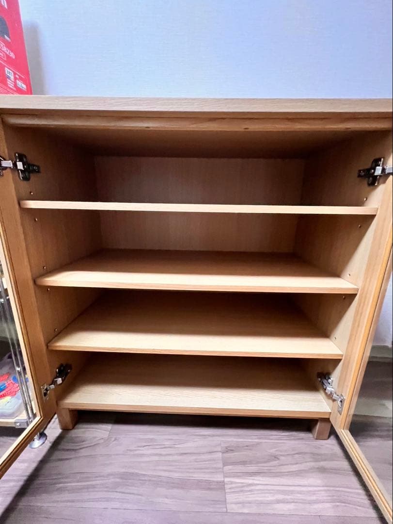 無印良品 木製ガラス扉キャビネット オーク 幅80×奥行40×高83