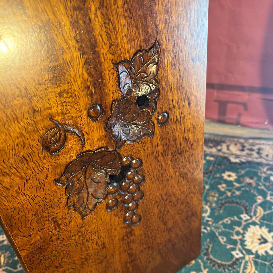 ツンデレ 希少美品　アンティークPT 吉川 葡萄園 カービング２段ラック棚