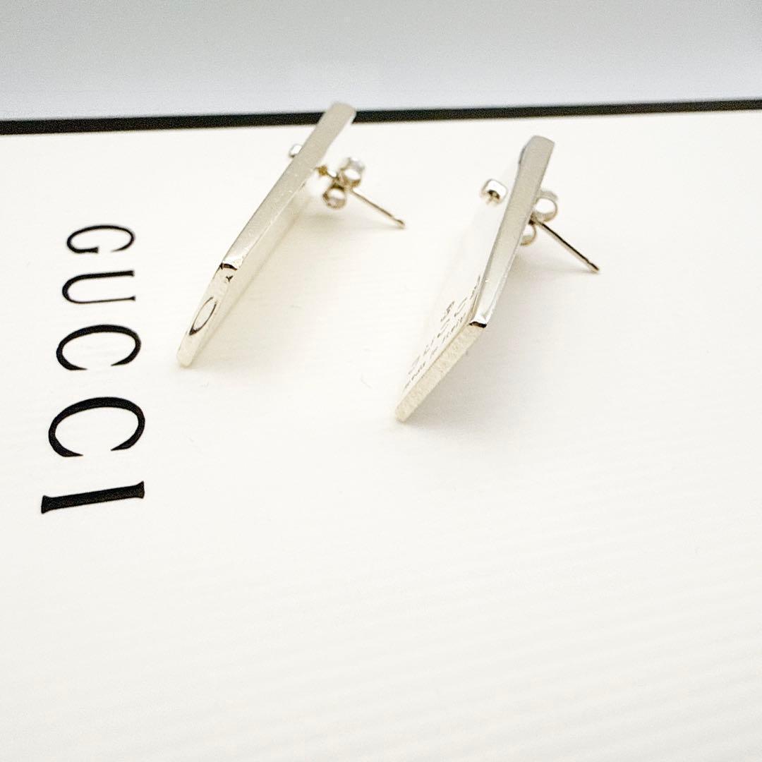 2923-2 人気✨GUCCI ピアス　プレート　シルバー925