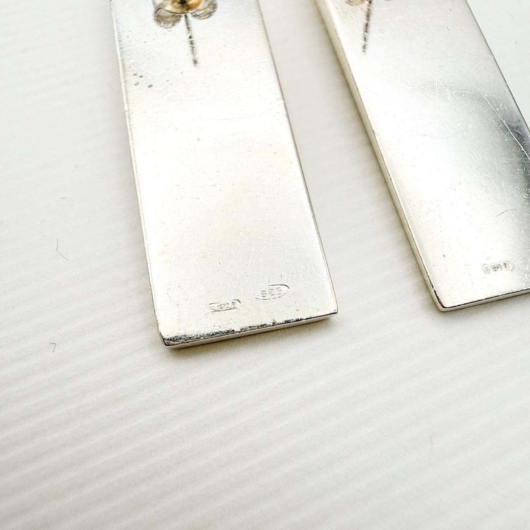 2923-2 人気✨GUCCI ピアス　プレート　シルバー925