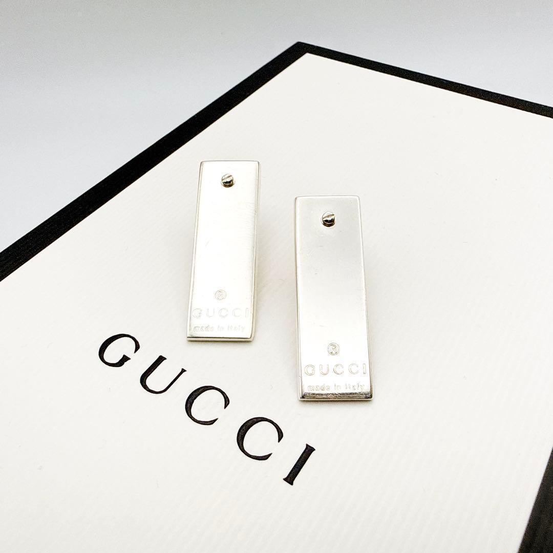 2923-2 人気✨GUCCI ピアス　プレート　シルバー925