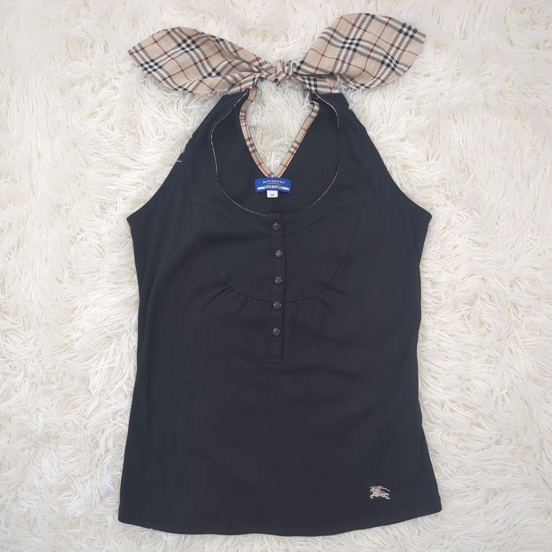 BURBERRY 　リボン　ホルターネック　タンクトップ　ノバチェック　ロゴ　M