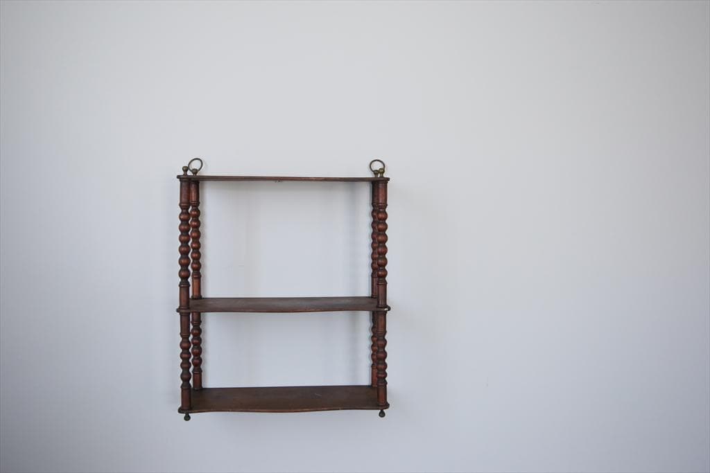 フランスアンティーク木製ウォールシェルフ/壁掛けラック/飾り棚(90-18)