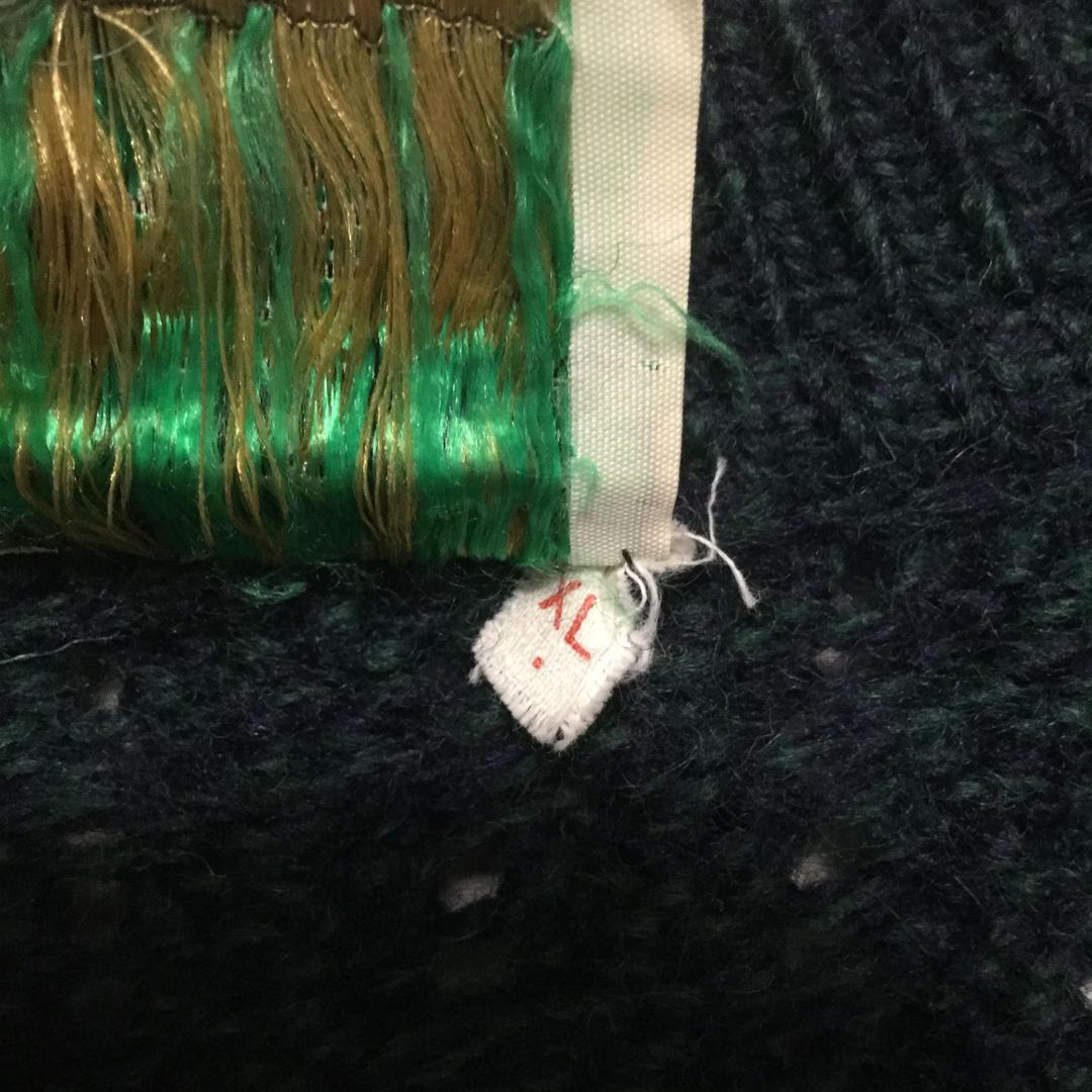 【アイルランド製 ヴィンテージ カーディガン】ケーブル編 XL 深緑 古着