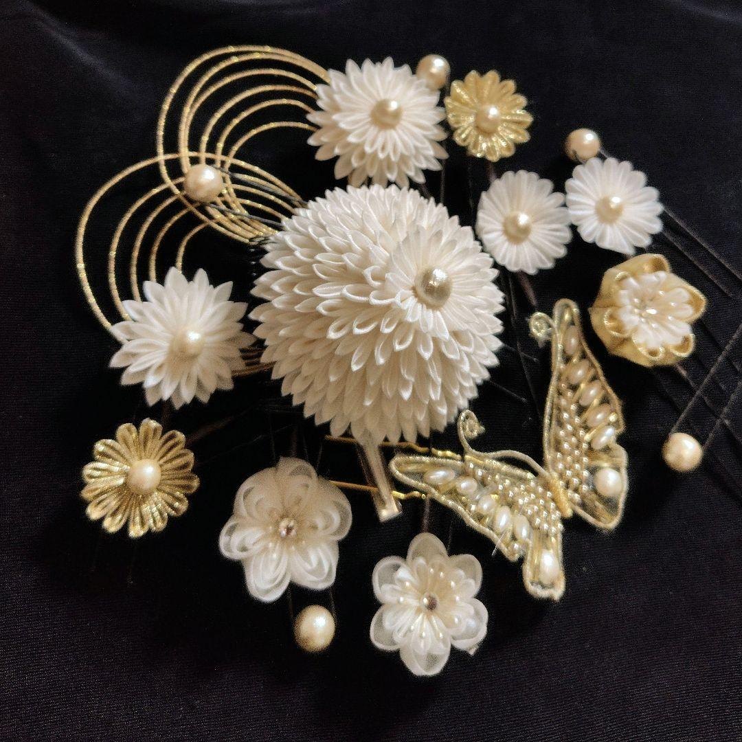 つまみ細工 髪飾り 蝶々 成人式 卒業式 結婚式 七五三