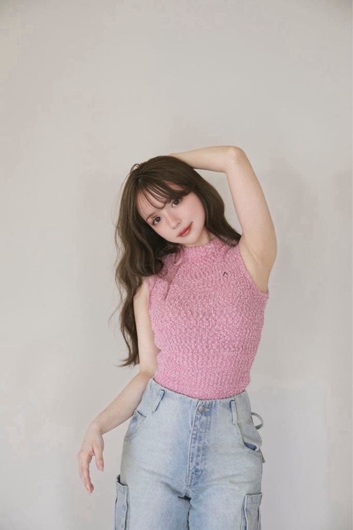 トップス andmary / Lotta ribbon tops pink