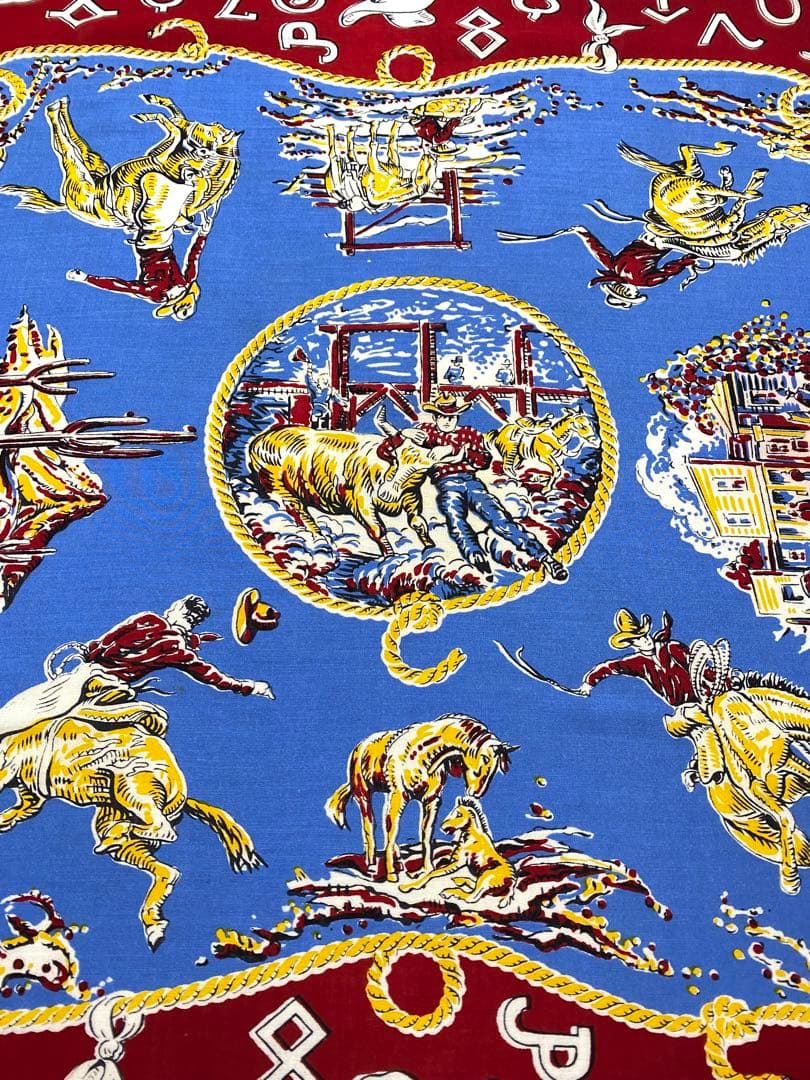 激レア 大判 ウエスタン柄 レッド ビンテージバンダナ 【M470】