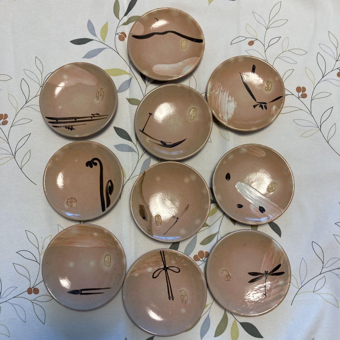 レア品　朝日窯　遠州七窯　源氏物語宇治十帖　共箱付き　銘々皿10枚