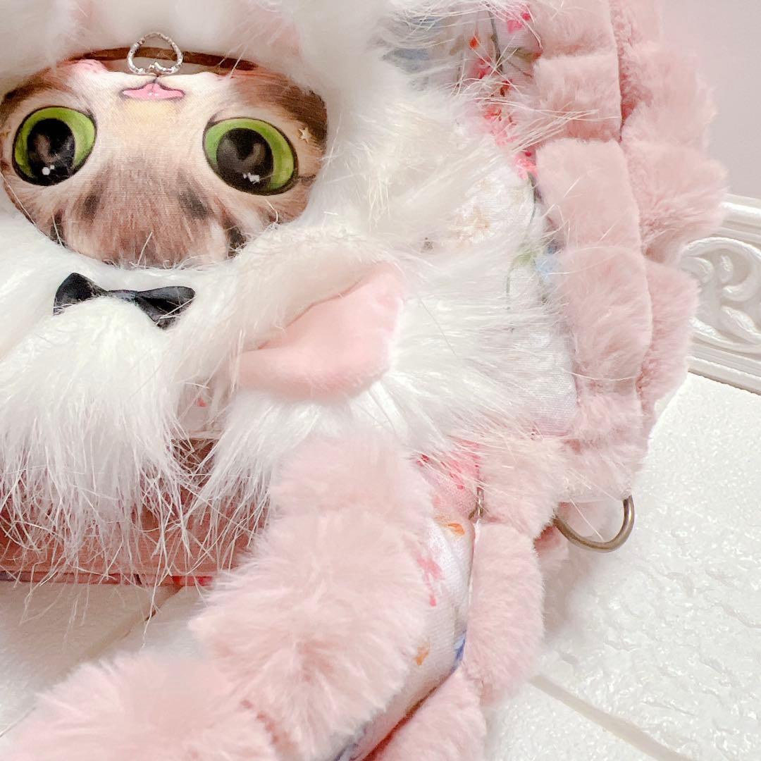 もふもふ猫ちゃん♡ コヤンイサムチョン トートバッグ ピンク×花柄 サンダー