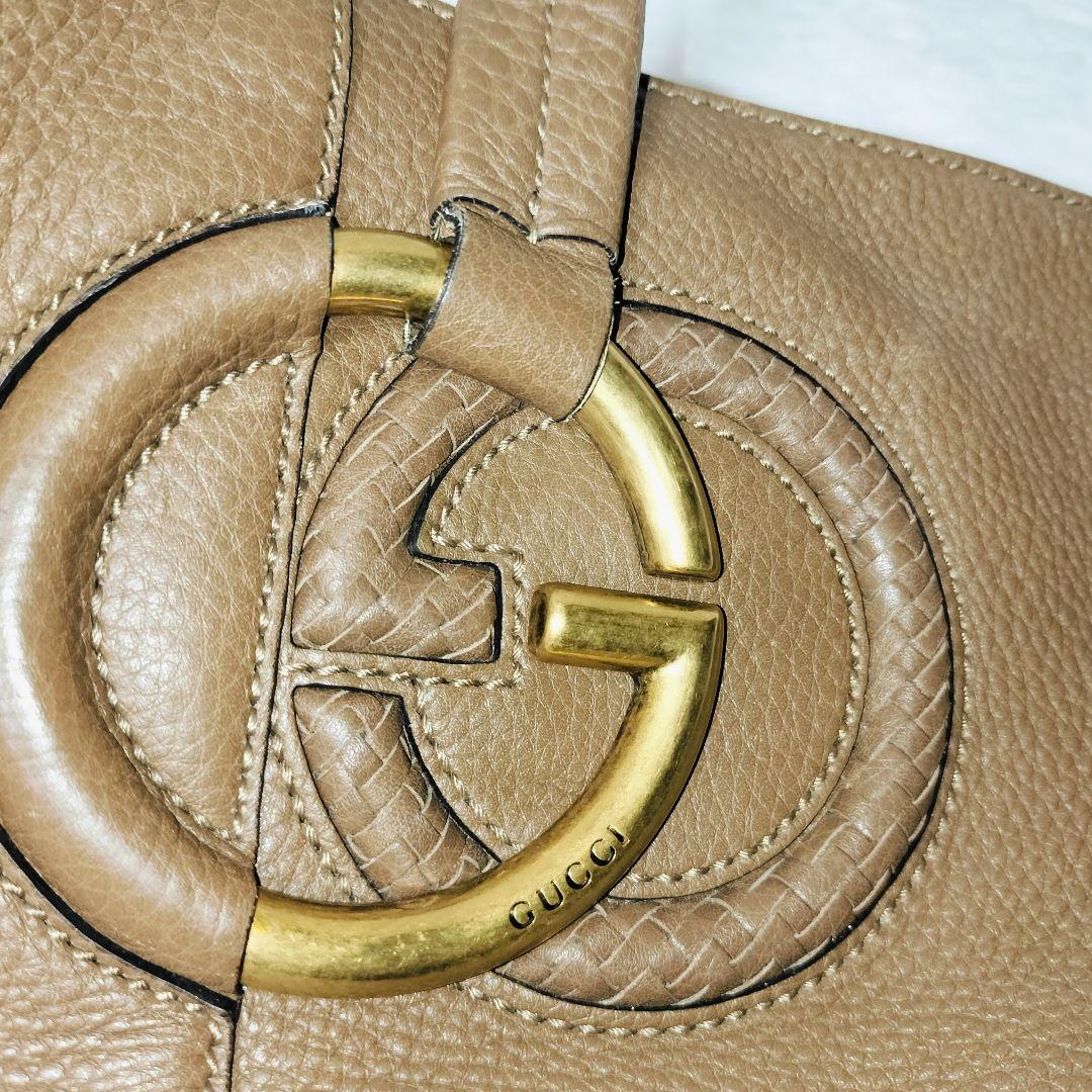 GUCCI ソーホー ハンド トートバッグ 大容量 ブラウン GG
