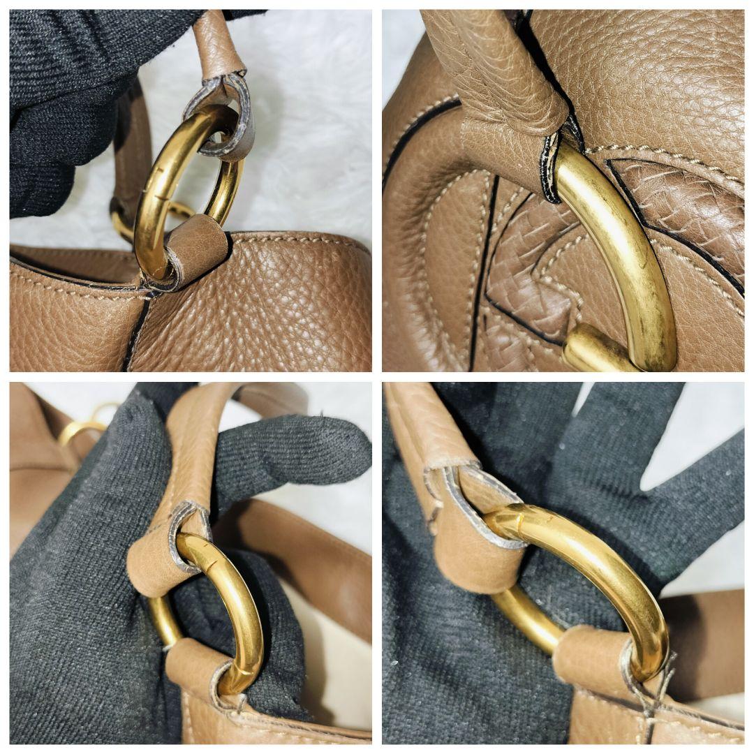 GUCCI ソーホー ハンド トートバッグ 大容量 ブラウン GG
