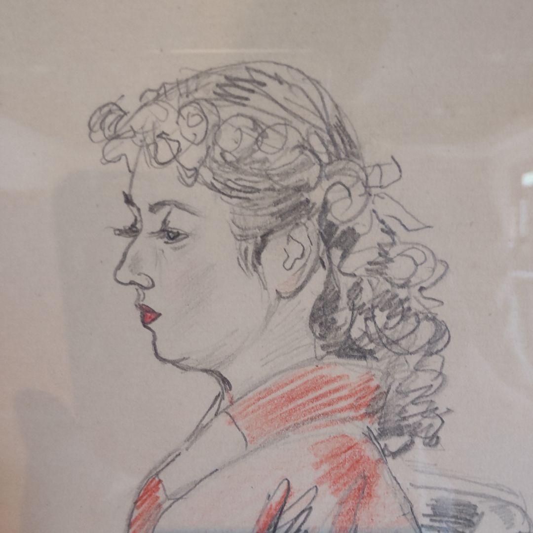 伊東深水 真筆作品 女性像スケッチ