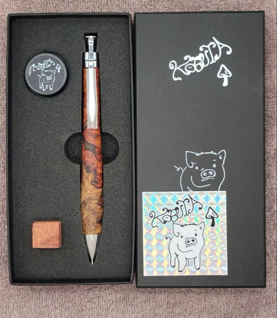 【美杢】新品　こぶた工房　極上花梨瘤紅白　シャープペンシル0.5ミリ