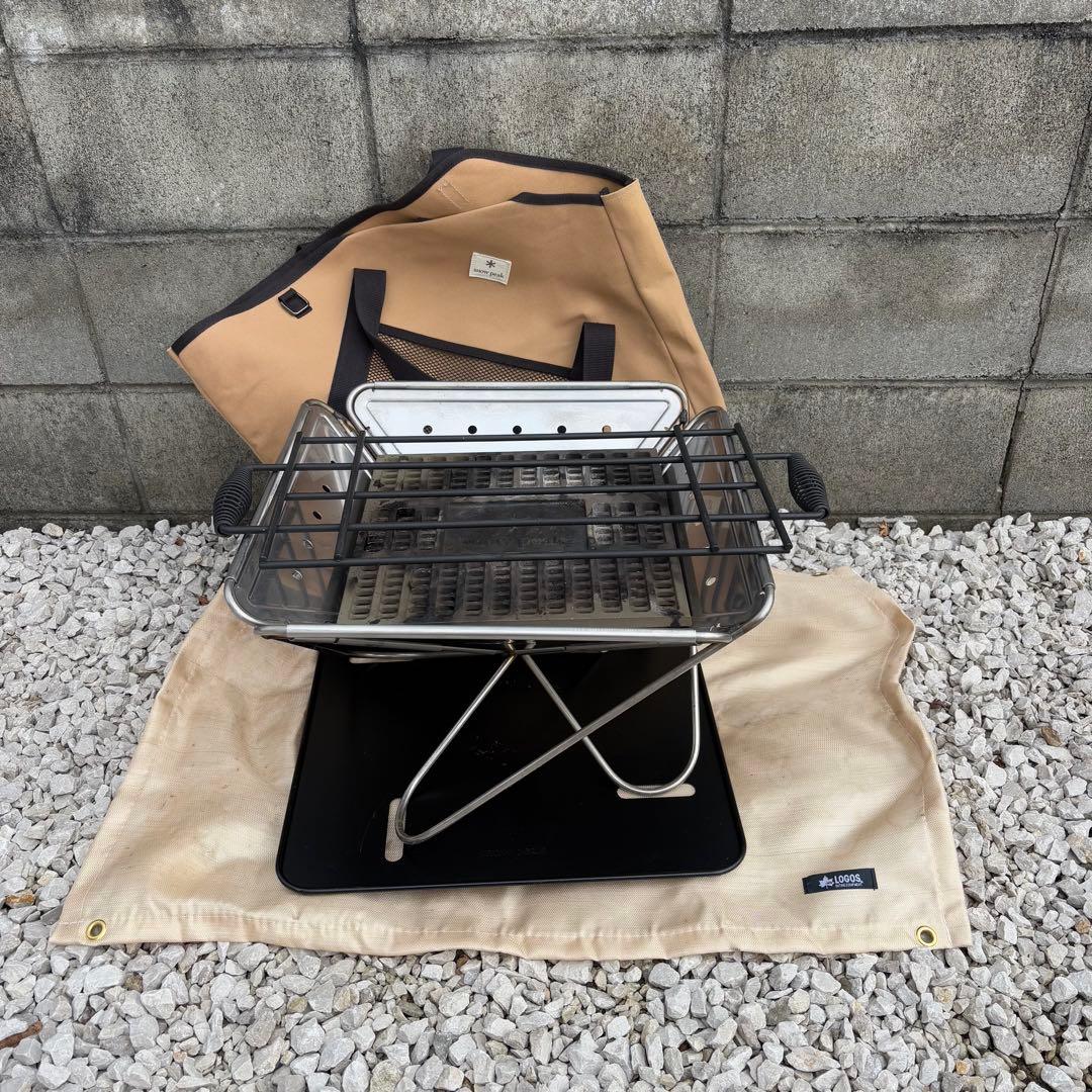 スノーピーク 焚き火台L セット&火バサミ、焚き火五徳、シート