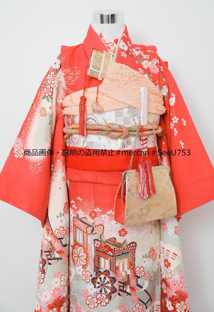 七五三　7歳　正絹　着物　セット　女の子 *a99