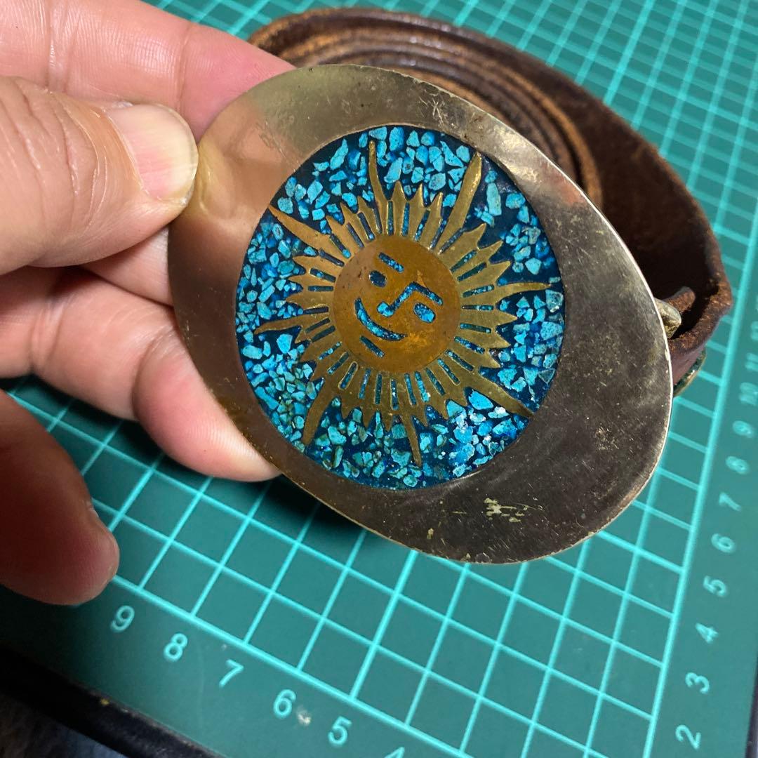 すごく対応　メキシカン　925 ベルト　太陽　ターコイズ