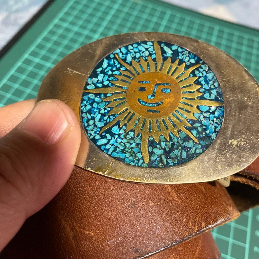 すごく対応　メキシカン　925 ベルト　太陽　ターコイズ