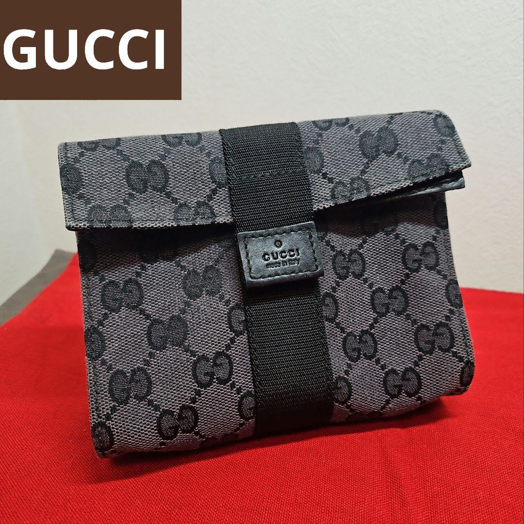 GUCCI グッチ ポーチ セカンドバッグ バニティ GGキャンバス ロゴ型押し