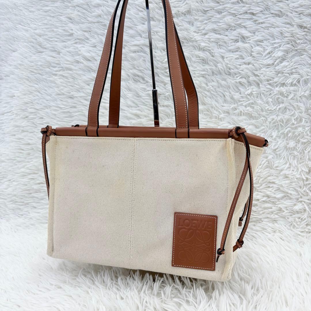 LOEWE ロエベ クッショントート スモール キャンバス トートバッグ レザー