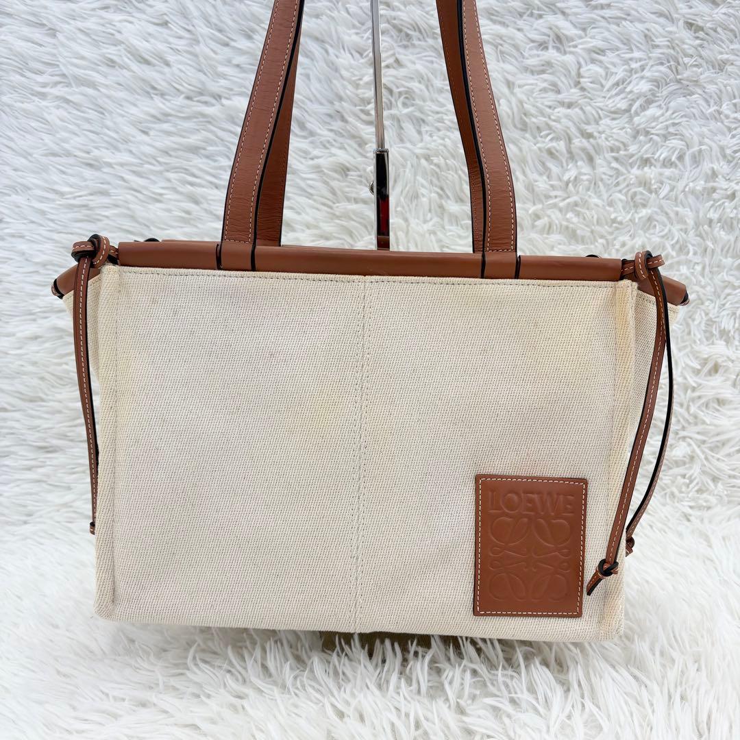 LOEWE ロエベ クッショントート スモール キャンバス トートバッグ レザー