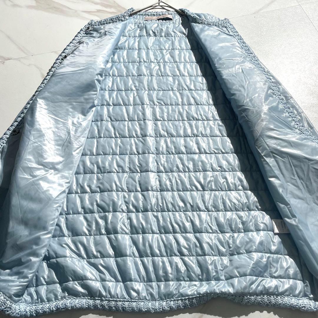 極美品✨ エルマンノシェルビーノ ダウンコート レース生地 軽量 ブルー