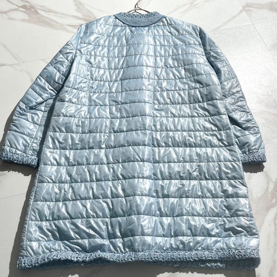 極美品✨ エルマンノシェルビーノ ダウンコート レース生地 軽量 ブルー