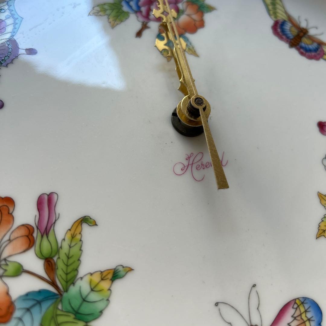 花と蝶の陶器製　壁時計　ヘレンド　ヴィクトリア