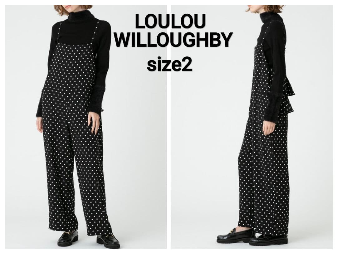 ルルウィルビー バックフリリーサロペット オールインワン ドット