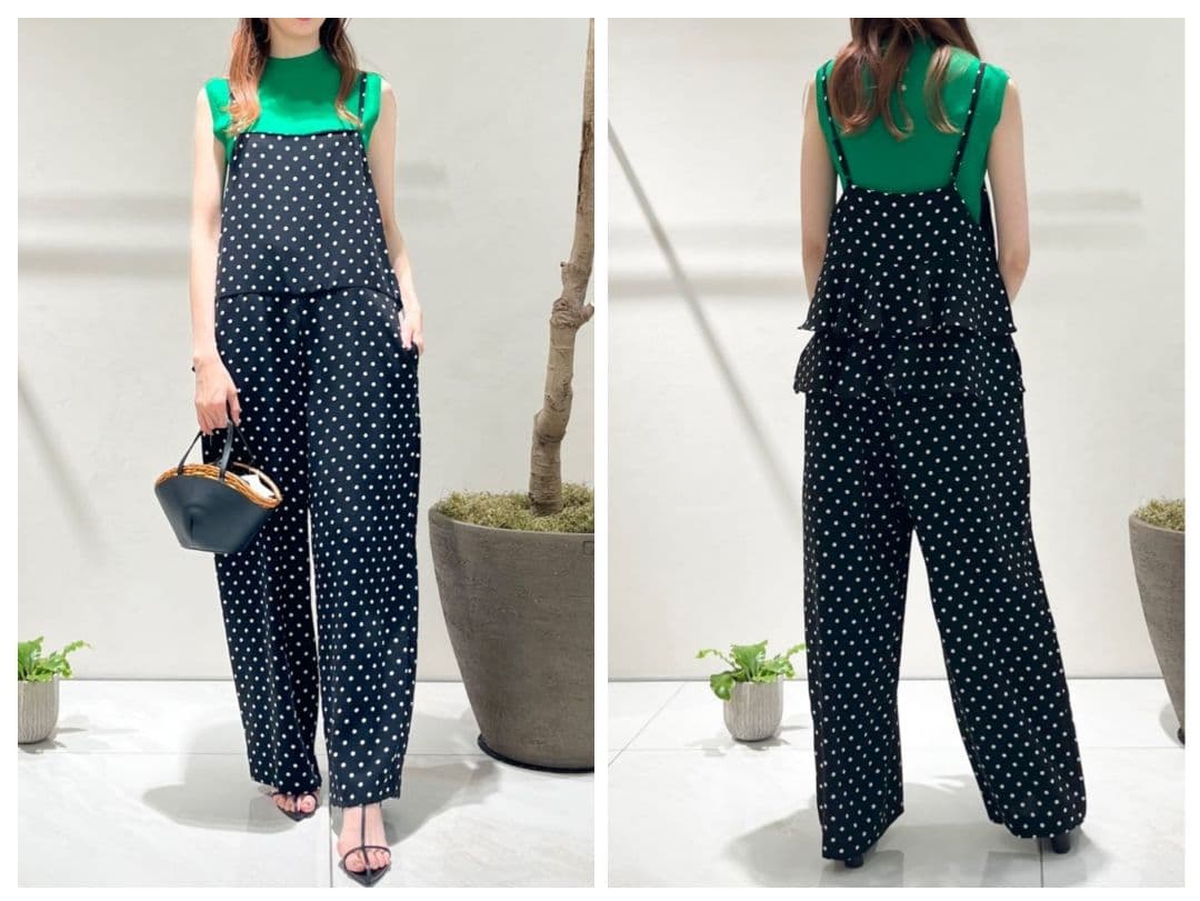 ルルウィルビー バックフリリーサロペット オールインワン ドット