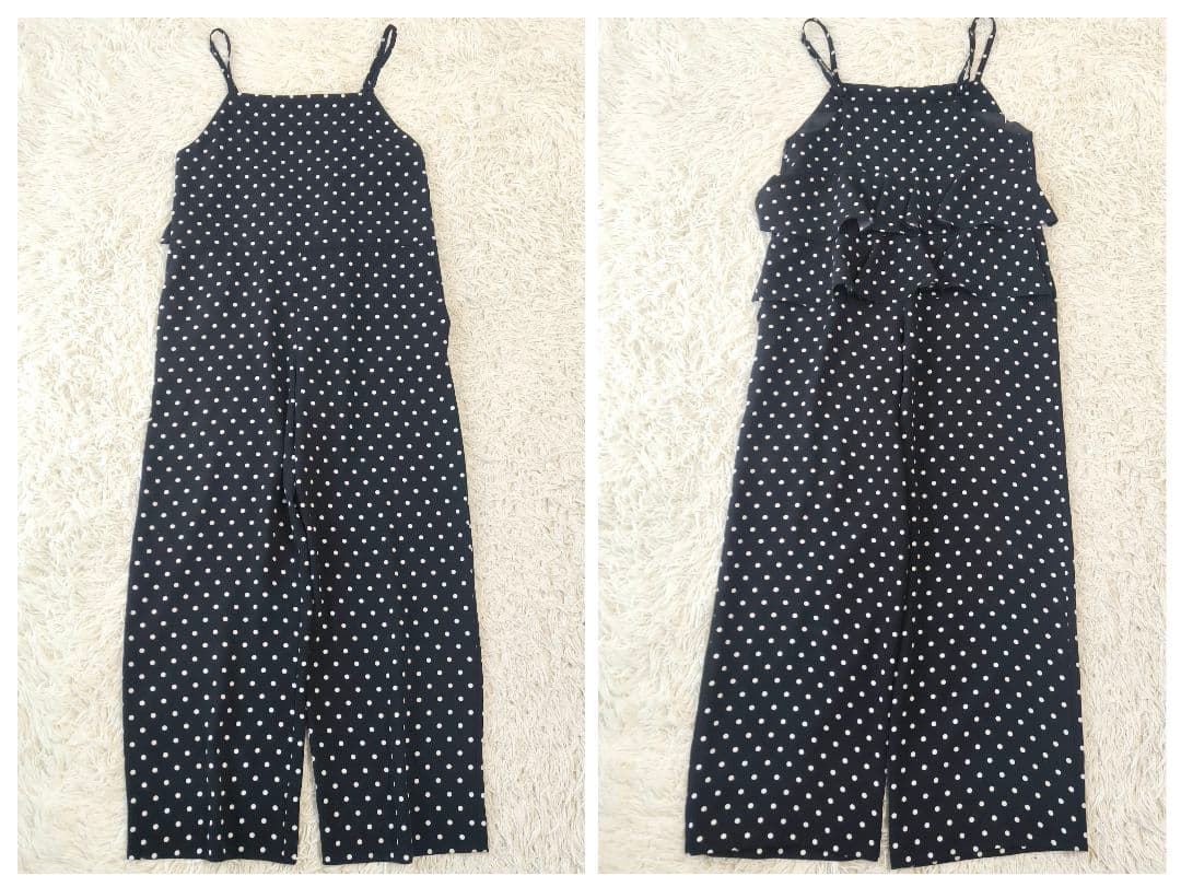 ルルウィルビー バックフリリーサロペット オールインワン ドット