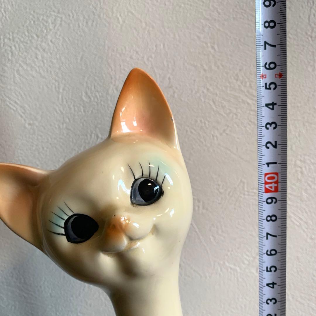 ネコの置物　ペア　陶器　レトロ　シャム猫　特大　猫　2体セット
