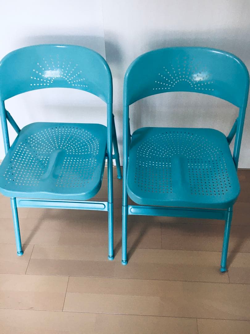 IKEA折り畳みチェアー 2脚セット カラー ターコイズ