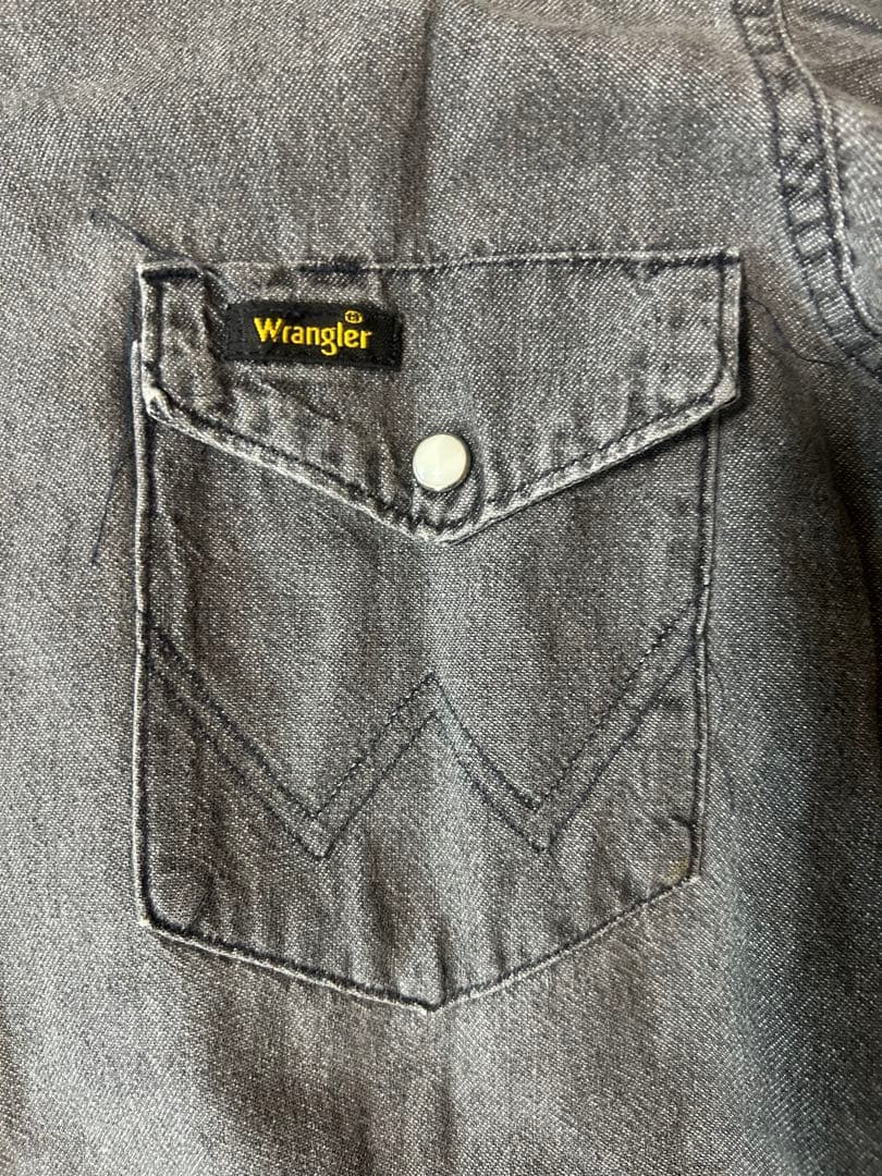 Wrangler デニムシャツ 貴重なブラック USA製 14 1/2 x 33