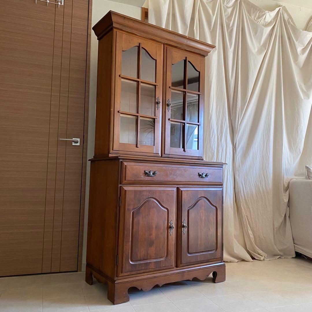 アンティーク　キャビネット　カップボード　シェルフ　食器棚　アメリカ製　北欧