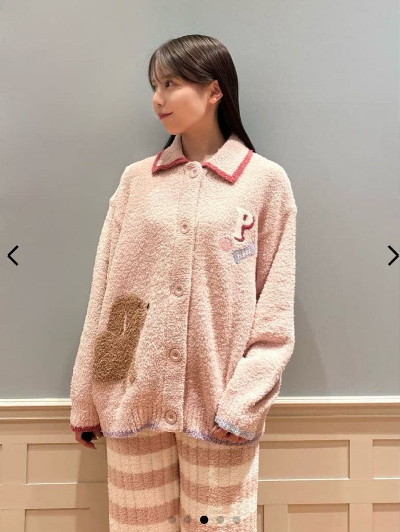 ジェラートピケ♡ベビモコダックスフンドジャガードカーディガン ピンク