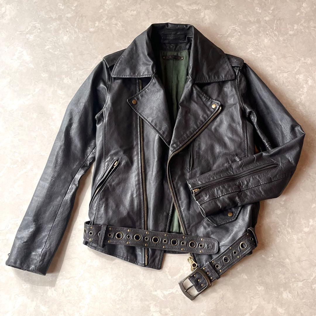 希少美品☆ゴア ダブル ライダースジャケット M ダークブラウン 本革 Y2K