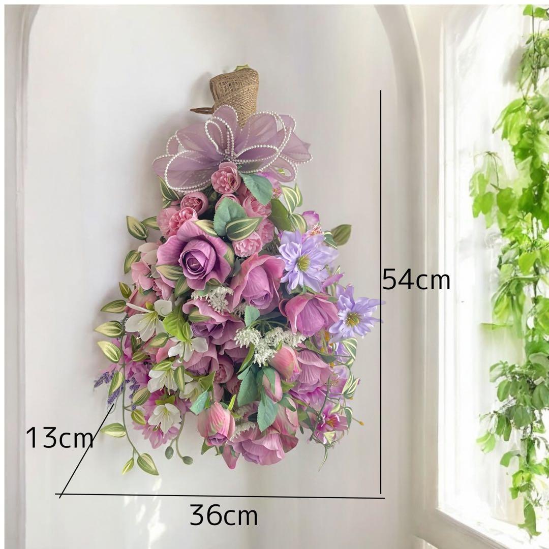 パープルローズが咲き誇る、夢のようなフラワースワッグ アーティフィシャルフラワー