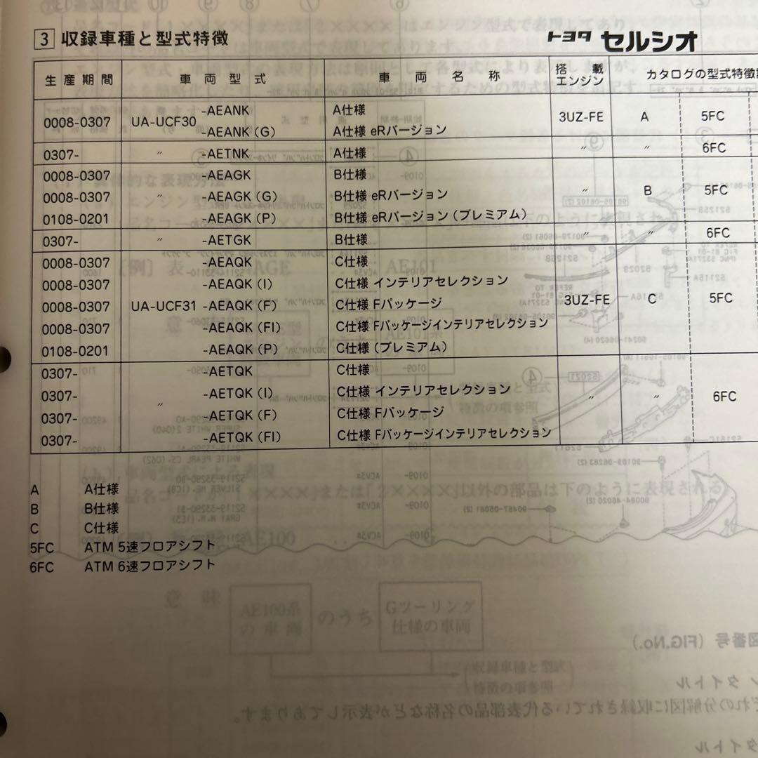 トヨタ セルシオ　パーツカタログ 2004年8月版　UA-UCF30,31系