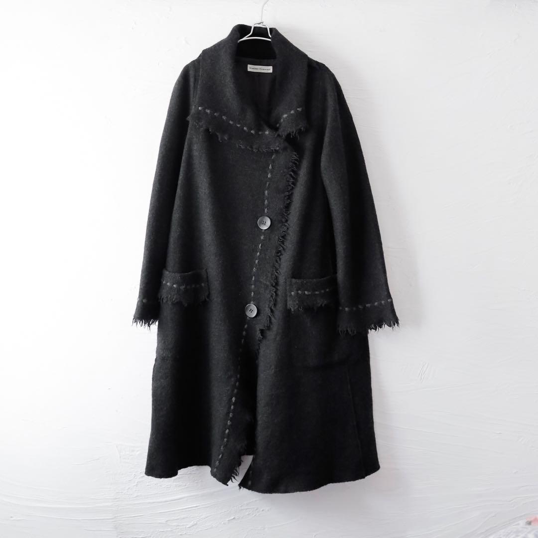 HOROKO KOSHINO ヒロココシノ　ウールコート　ステッチ　フリンジ