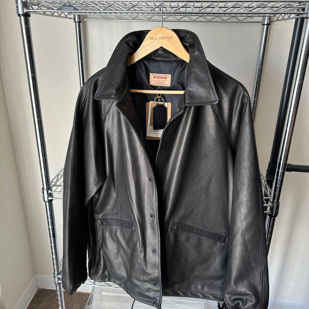 水染カーフレザー コーチジャケット 1.1-1.2mm 無塗装 L