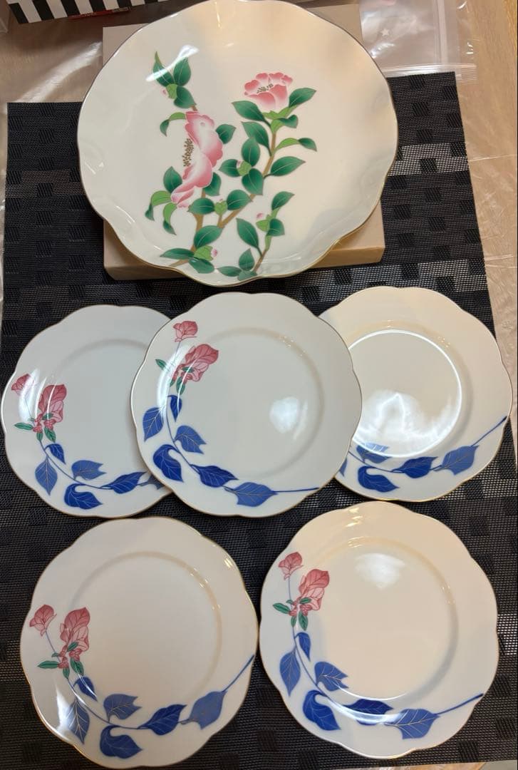 6点セット 新品 香蘭社 大皿 ケーキ皿 取り皿 プレート
